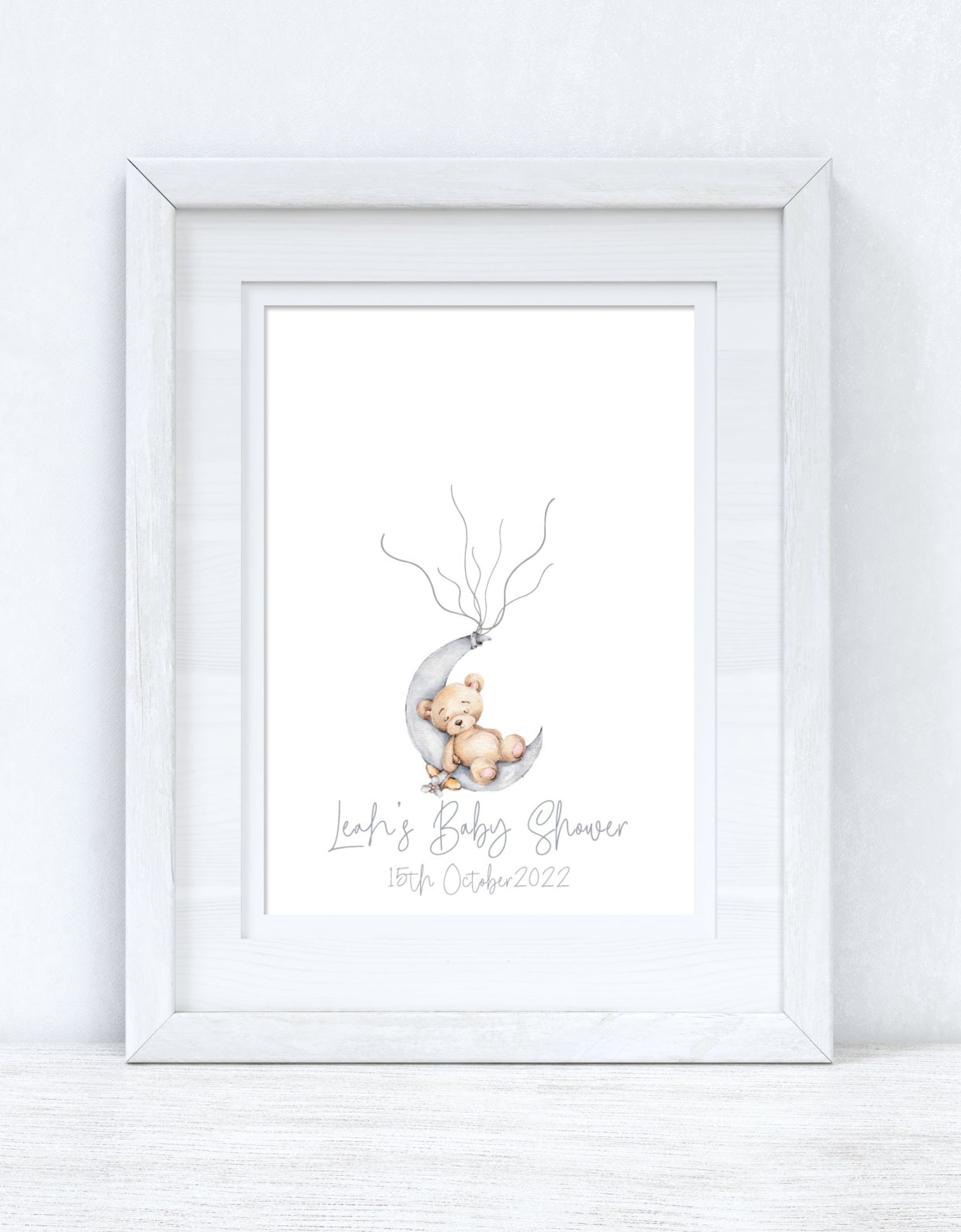 Baby Boy Girl Any Colour Wording Bear Baby Shower Finger Print Decor Print by WinsterCreations™ Official Store