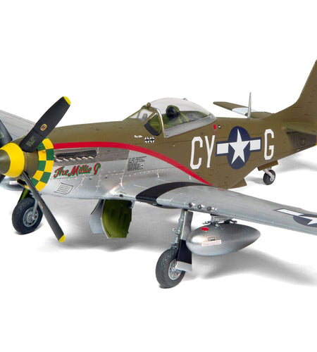 Level 2 Model Kit North American P-51D Mustang Fighter Aircraft with 2 Scheme Options 1/48 Plastic Model Kit by Airfix