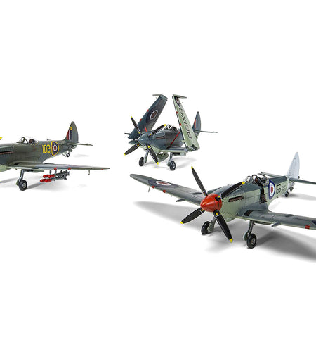 Level 3 Model Kit Supermarine Seafire F.XVII Fighter Aircraft with 3 Scheme Options 1/48 Plastic Model Kit by Airfix