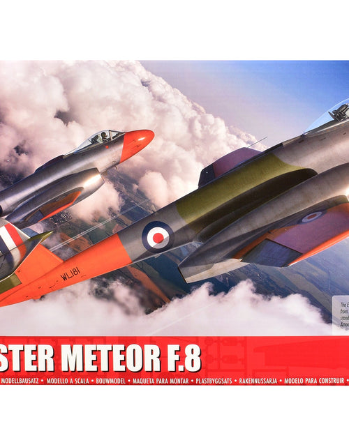 Load image into Gallery viewer, Level 3 Model Kit Gloster Meteor F.8 Aircraft with 2 Scheme Options 1/48 Plastic Model Kit by AirfixA09182A
