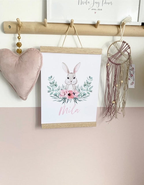 Load image into Gallery viewer, Personalised Pink Wording Floral Bunny Easter Spring Seasonal Wall Home Decor Print by WinsterCreations™ Official Store

