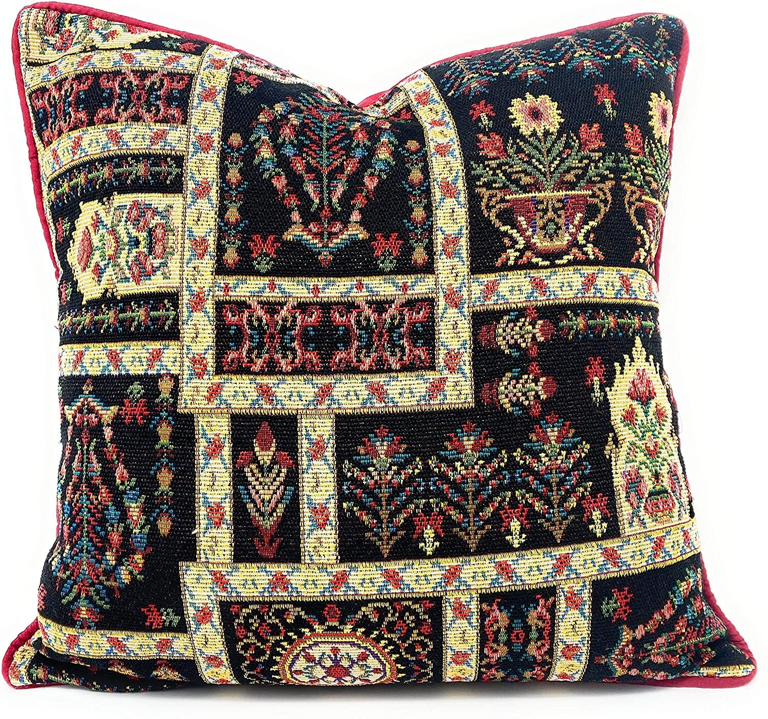 DaDalogy Bedding Dark Noir Botanical Mughal Floral Vintage Fleur Tapestry Throw Pillow Covers 16" (18197) by DaDa Bedding Collection