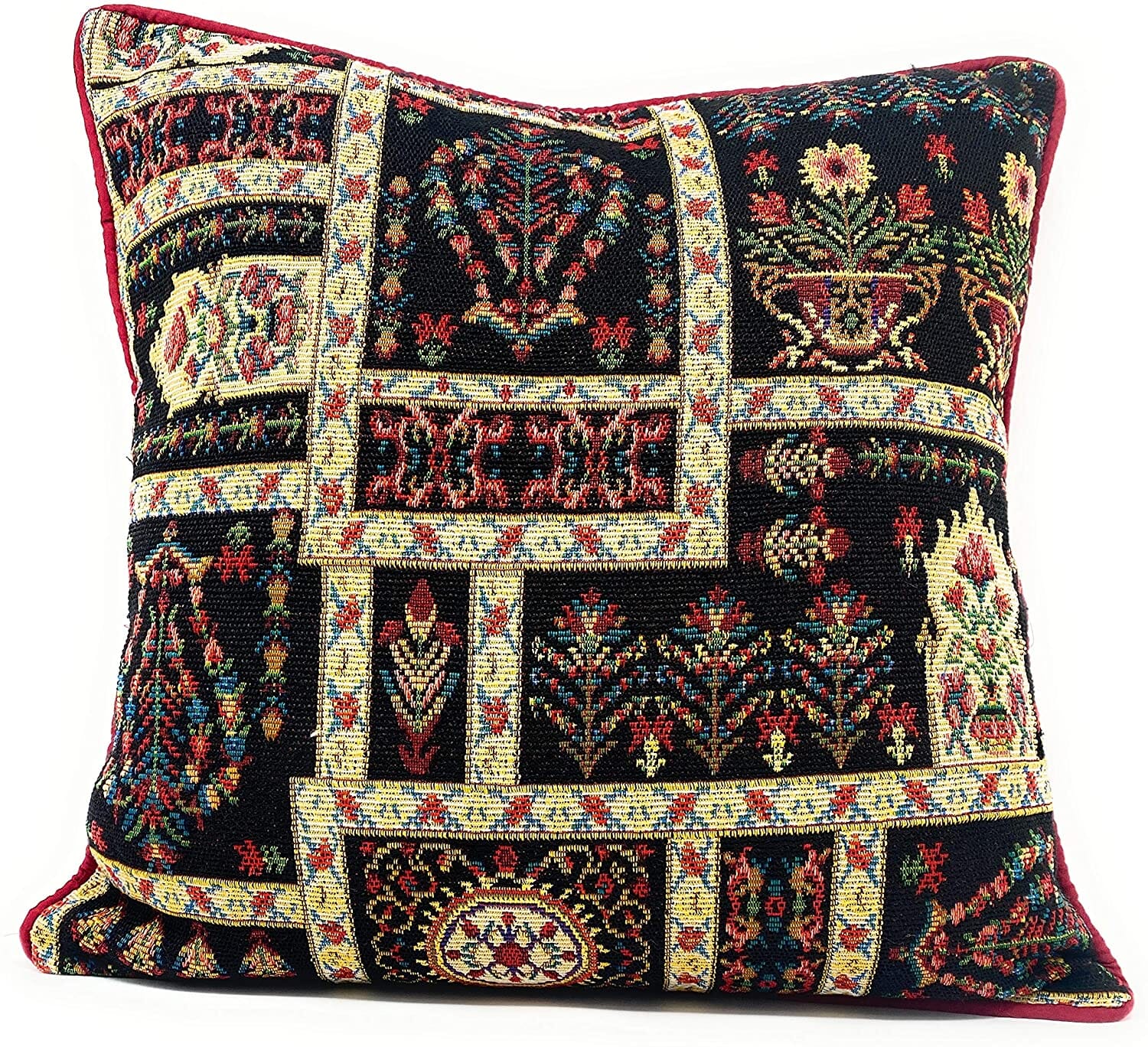 DaDalogy Bedding Dark Noir Botanical Mughal Floral Vintage Fleur Tapestry Throw Pillow Covers 16" (18197) by DaDa Bedding Collection