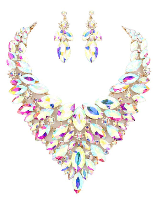Load image into Gallery viewer, Marquise Stone Cluster Statement Evening Necklace by Madeline Love
