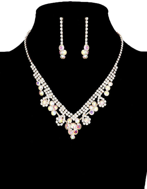 Load image into Gallery viewer, Round Crystal Rhinestone Collar Necklace Earring Set by Madeline Love
