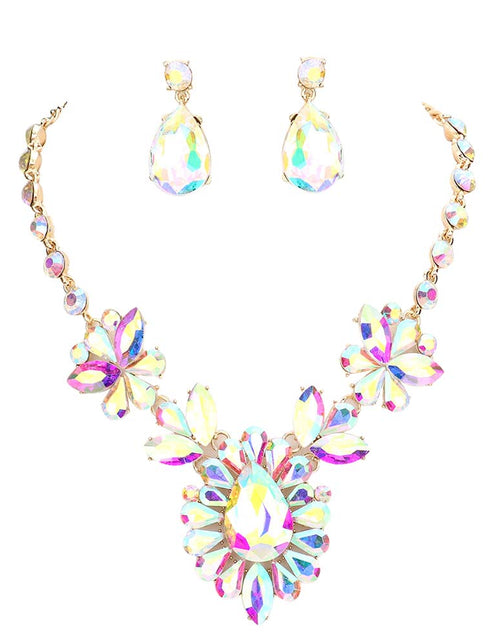 Load image into Gallery viewer, Teardrop Stone Cluster Evening Necklace by Madeline Love
