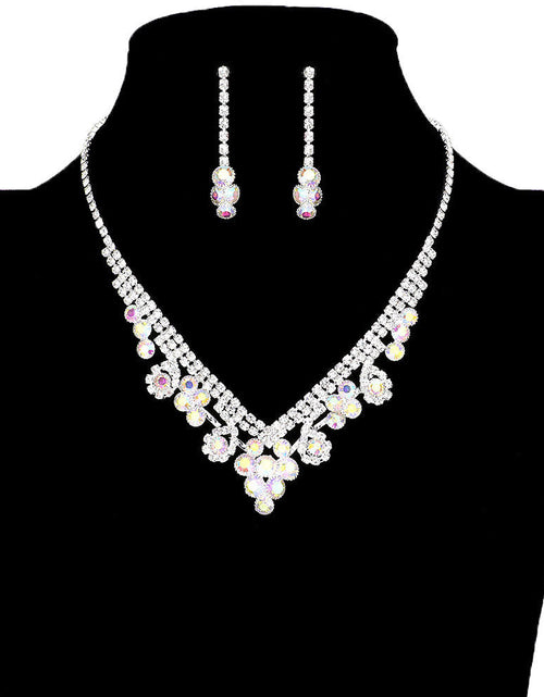 Load image into Gallery viewer, Round Crystal Rhinestone Collar Necklace Earring Set by Madeline Love
