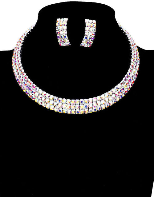 Load image into Gallery viewer, 3 Rows Rhinestone Open Choker Necklace by Madeline Love
