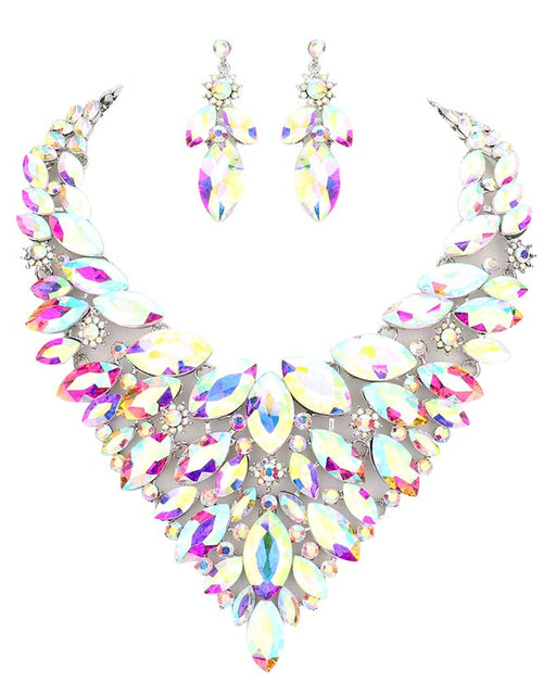 Load image into Gallery viewer, Marquise Stone Cluster Statement Evening Necklace by Madeline Love
