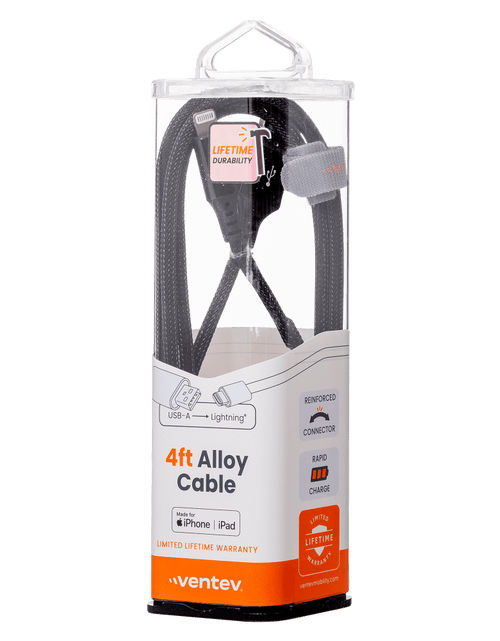 Load image into Gallery viewer, Ventev Chargesync Alloy USB A to Apple Lightning Cable 4ft by Ventev
