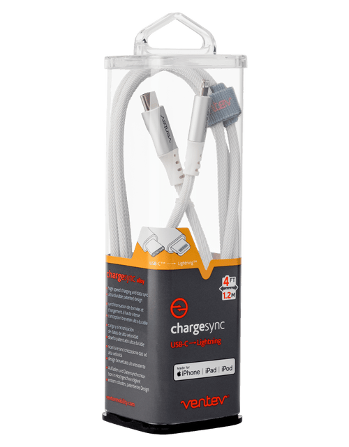 Load image into Gallery viewer, Ventev Chargesync Alloy USB C to Apple Lightning Cable 4ft by Ventev
