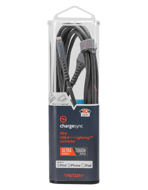 Load image into Gallery viewer, Ventev Chargesync Alloy USB A to Apple Lightning Cable 10ft by Ventev
