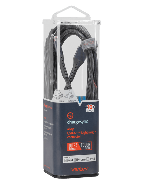Load image into Gallery viewer, Ventev Chargesync Alloy USB A to Apple Lightning Cable 10ft by Ventev
