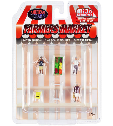 "Farmers Market" 6 piece Diecast Set (3 Figures and 3 Accessories) Limited Edition to 4800 pieces Worldwide for 1/64 Scale Models by American Diorama