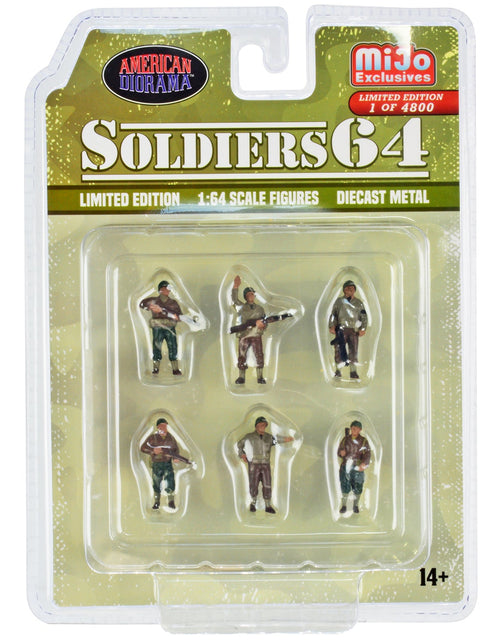 Load image into Gallery viewer, "Soldiers 64" 6 piece Diecast Set Military Figures Limited Edition to 4800 pieces Worldwide for 1/64 Scale Models by American Diorama
