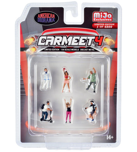 "Car Meet 4" 6 piece Diecast Figure Set for 1/64 Scale Models by American Diorama