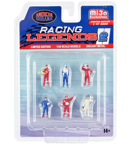 "Racing Legends 2" 6 piece Diecast Set (6 Driver Figures) Limited Edition to 4800 pieces Worldwide for 1/64 Scale Models by American Diorama