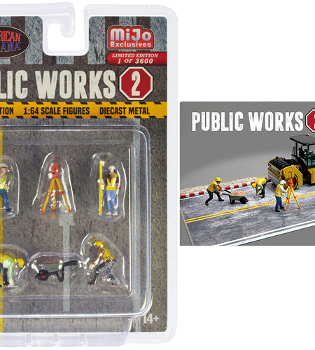 "Public Works 2" 6 piece Diecast Figure Set (4 Figures 1 camera 1 wheelbarrow) Limited Edition to 3600 pieces Worldwide for 1/64 scale models by American Diorama