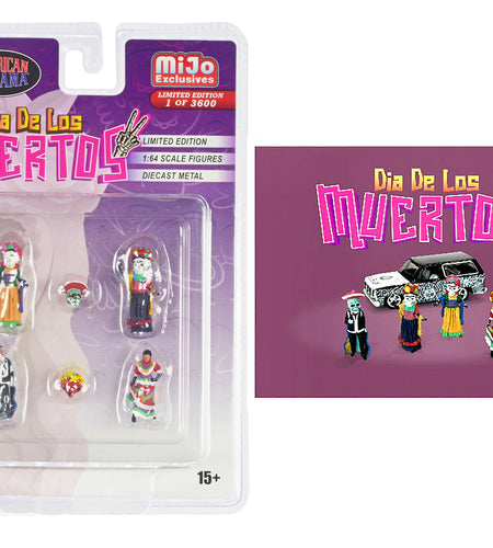 "Dia de los Muertos 2" 6 piece Diecast Set (4 Figures 2 Masks) Limited Edition to 3600 pieces Worldwide for 1/64 Scale Models by American Diorama