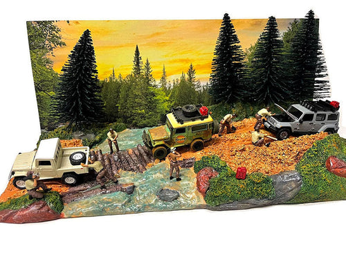 Load image into Gallery viewer, "Overland Off-Road" Diorama with Forest Background for 1/64 Scale Models by American Diorama
