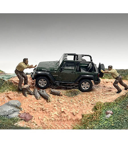 "4X4 Mechanics" 2 Piece Diecast Figure Set 3 for 1/43 Scale Models by American Diorama