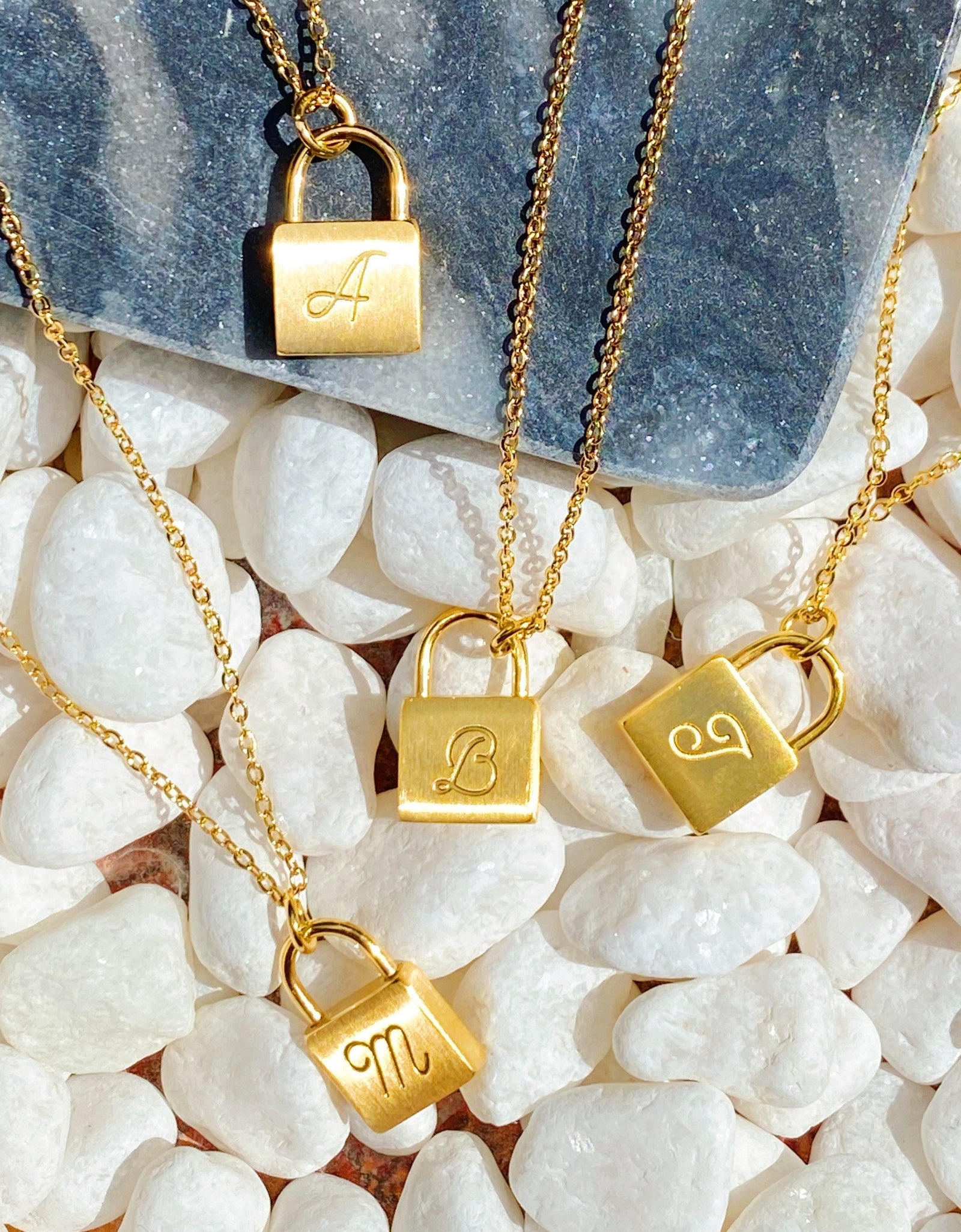 Scripted Notes Locket Initial Necklace by Ellisonyoung.com