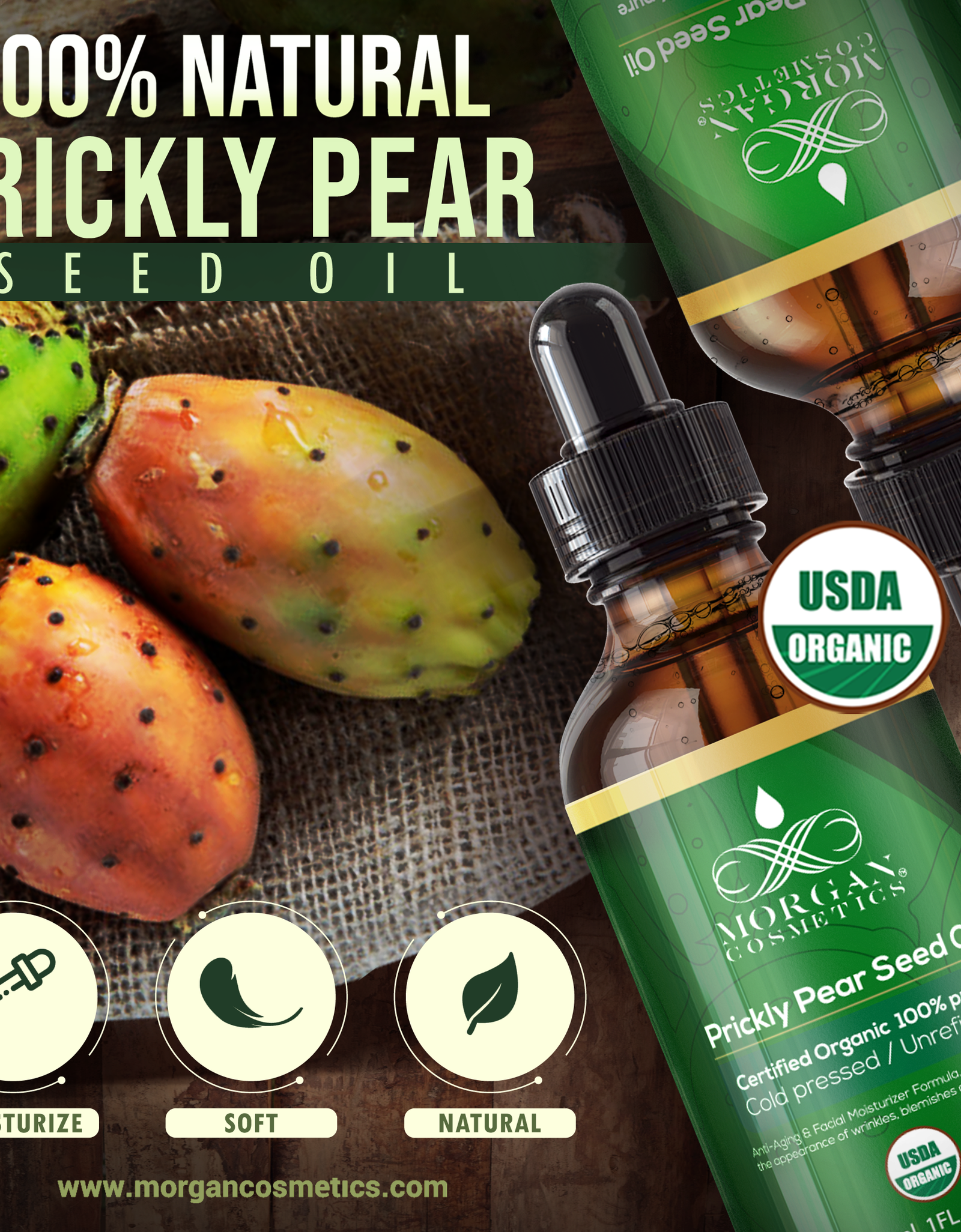 Organic Prickly Pear Seed Oil 1 oz by Morgan Cosmetics