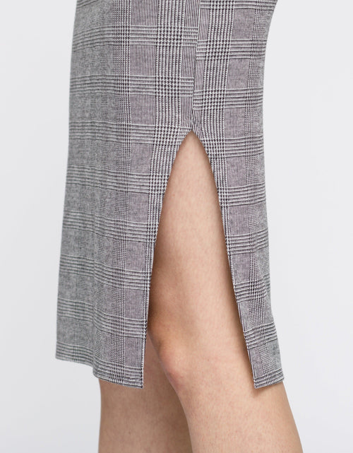 Load image into Gallery viewer, Women's Glen Plaid Off Shoulder Crisscross Dress In Grey Black by Shop at Konus
