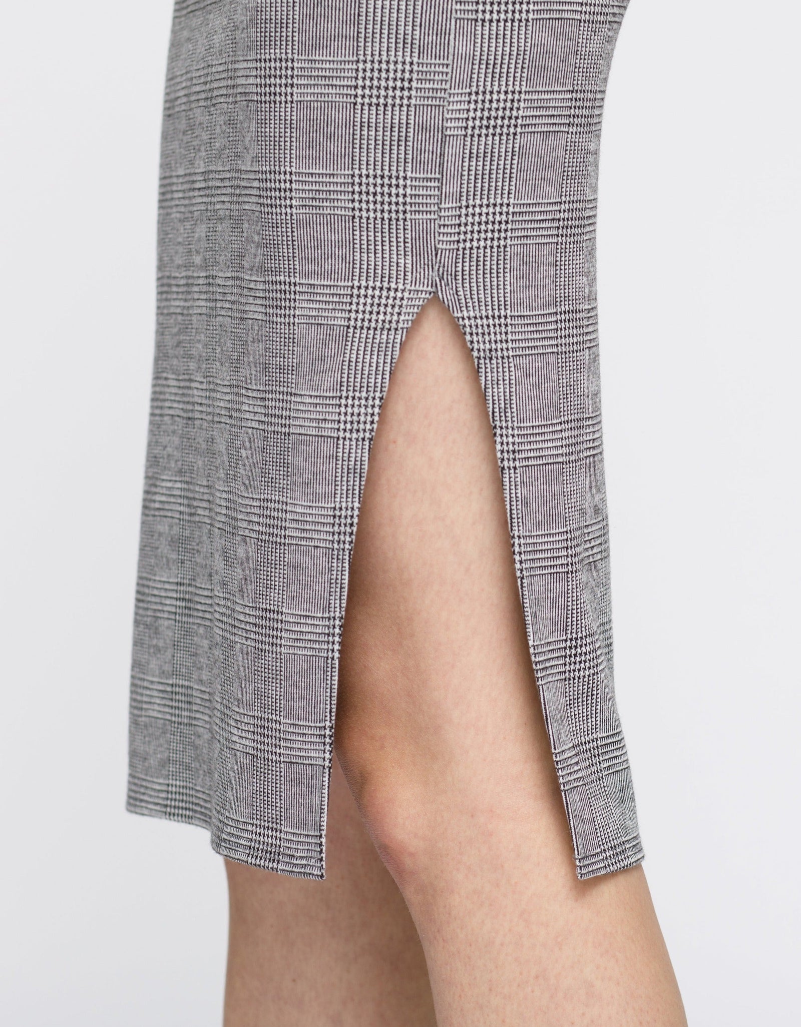 Women's Glen Plaid Off Shoulder Crisscross Dress In Grey Black by Shop at Konus