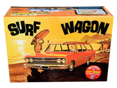 Load image into Gallery viewer, Skill 2 Model Kit 1965 Chevrolet Chevelle "Surf Wagon" with Two Surf Boards 4 in 1 Kit 1/25 Scale Model by AMT
