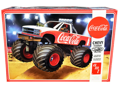 Load image into Gallery viewer, Skill 2 Model Kit Chevrolet Silverado Monster Truck "Coca-Cola" 1/25 Scale Model by AMT
