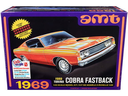 Load image into Gallery viewer, Skill 2 Model Kit 1969 Ford Torino Cobra Fastback 3-in-1 Kit 1/25 Scale Model by AMT
