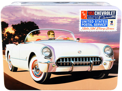 Load image into Gallery viewer, Skill 2 Model Kit 1953 Chevrolet Corvette "USPS" (United States Postal Service) Themed Collectible Tin 1/25 Scale Model by AMT
