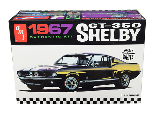 Load image into Gallery viewer, Skill 2 Model Kit 1967 Ford Mustang Shelby GT350 White 1/25 Scale Model by AMT
