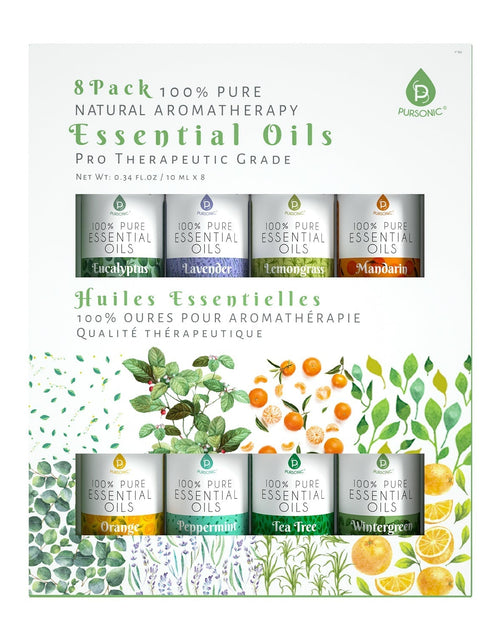 Load image into Gallery viewer, 8 pack of 100% Pure Essential Aromatherapy Oils by Pursonic
