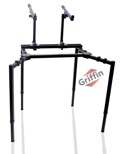Load image into Gallery viewer, Double Piano Keyboard &amp; Laptop Stand by GRIFFIN - 2 Tier/Dual Portable Studio Mixer Rack by GeekStands.com
