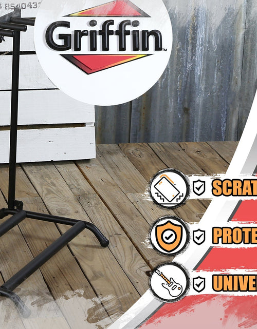 Load image into Gallery viewer, Five Guitar Rack Stand by GRIFFIN - Holder for 5 Guitars &amp; Folds Up For Transport Neoprene Padding by GeekStands.com
