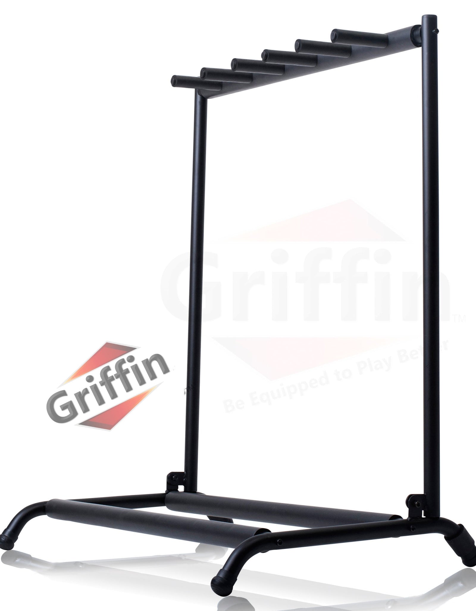 Five Guitar Rack Stand by GRIFFIN - Holder for 5 Guitars & Folds Up For Transport Neoprene Padding by GeekStands.com