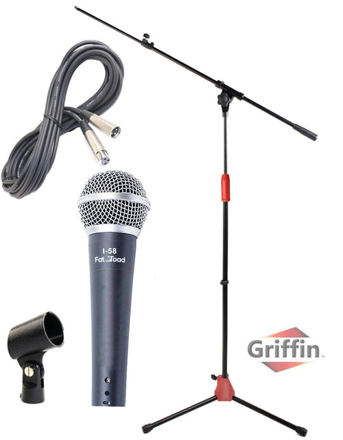 Load image into Gallery viewer, Microphone Stand Studio Package by GRIFFIN - Telescoping Boom Arm Mount &amp; Tripod Holder - Singing Handheld Vocal Microphone, 20FT XLR Mic Cable by GeekStands.com

