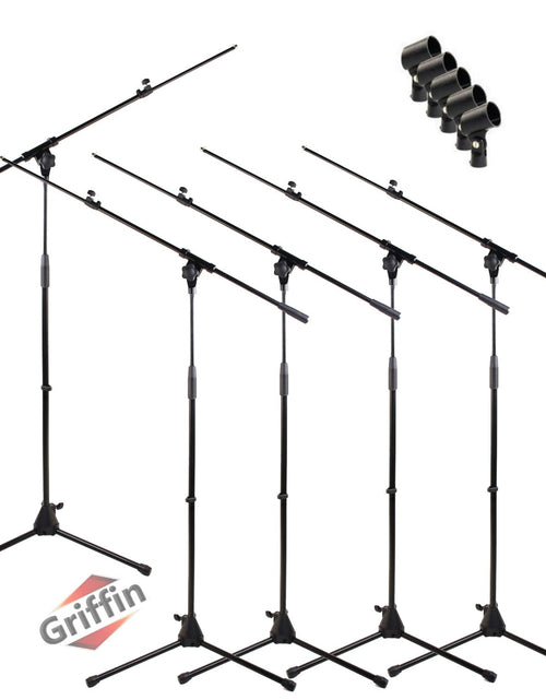 Load image into Gallery viewer, Microphone Boom Stand with Telescopic Arm (Pack of 5) by GRIFFIN - Adjustable Holder Mount by GeekStands.com
