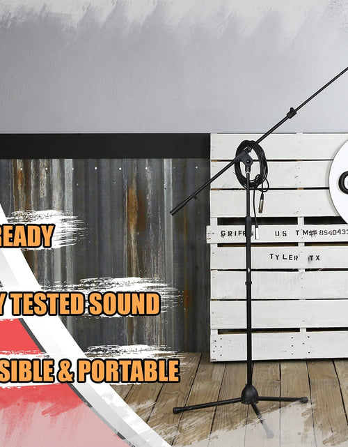 Load image into Gallery viewer, Microphone Stand Studio Package by GRIFFIN - Telescoping Boom Arm Mount &amp; Tripod Holder - Singing Handheld Vocal Microphone, 20FT XLR Mic Cable by GeekStands.com
