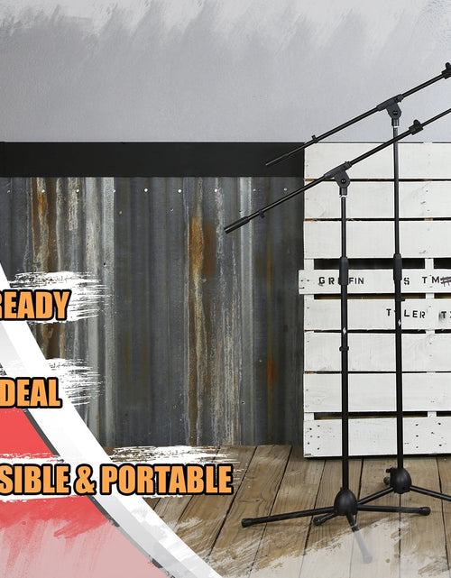 Load image into Gallery viewer, Microphone Stand with Boom Arm (Pack of 2) by GRIFFIN - Adjustable Holder Mount For Studio Recording by GeekStands.com

