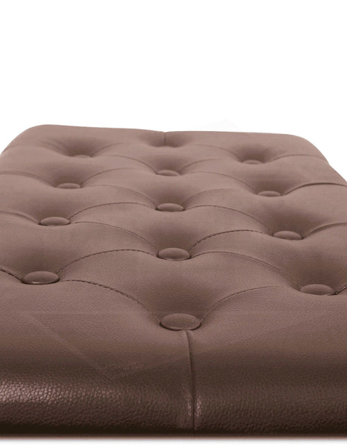 Load image into Gallery viewer, GRIFFIN Brown Wood PU Leather Piano Bench - Double Vintage Design, Ergonomic Chair Musicians Keyboard Stool - Cushion Duet Seat &amp; Sheet Music Storage by GeekStands.com
