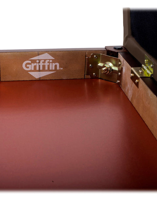 Load image into Gallery viewer, GRIFFIN Brown Wood PU Leather Piano Bench - Double Vintage Design, Ergonomic Chair Musicians Keyboard Stool - Cushion Duet Seat &amp; Sheet Music Storage by GeekStands.com
