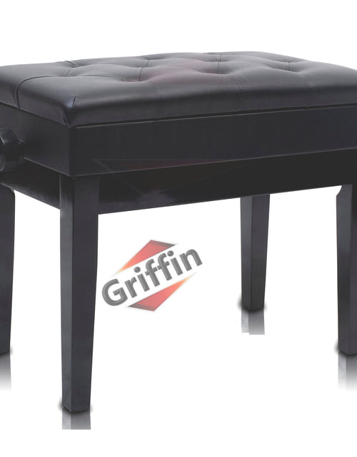 Load image into Gallery viewer, GRIFFIN Premium Antique Piano Bench - Adjustable Black Solid Wood Frame &amp; PU Leather Padded Cushion by GeekStands.com
