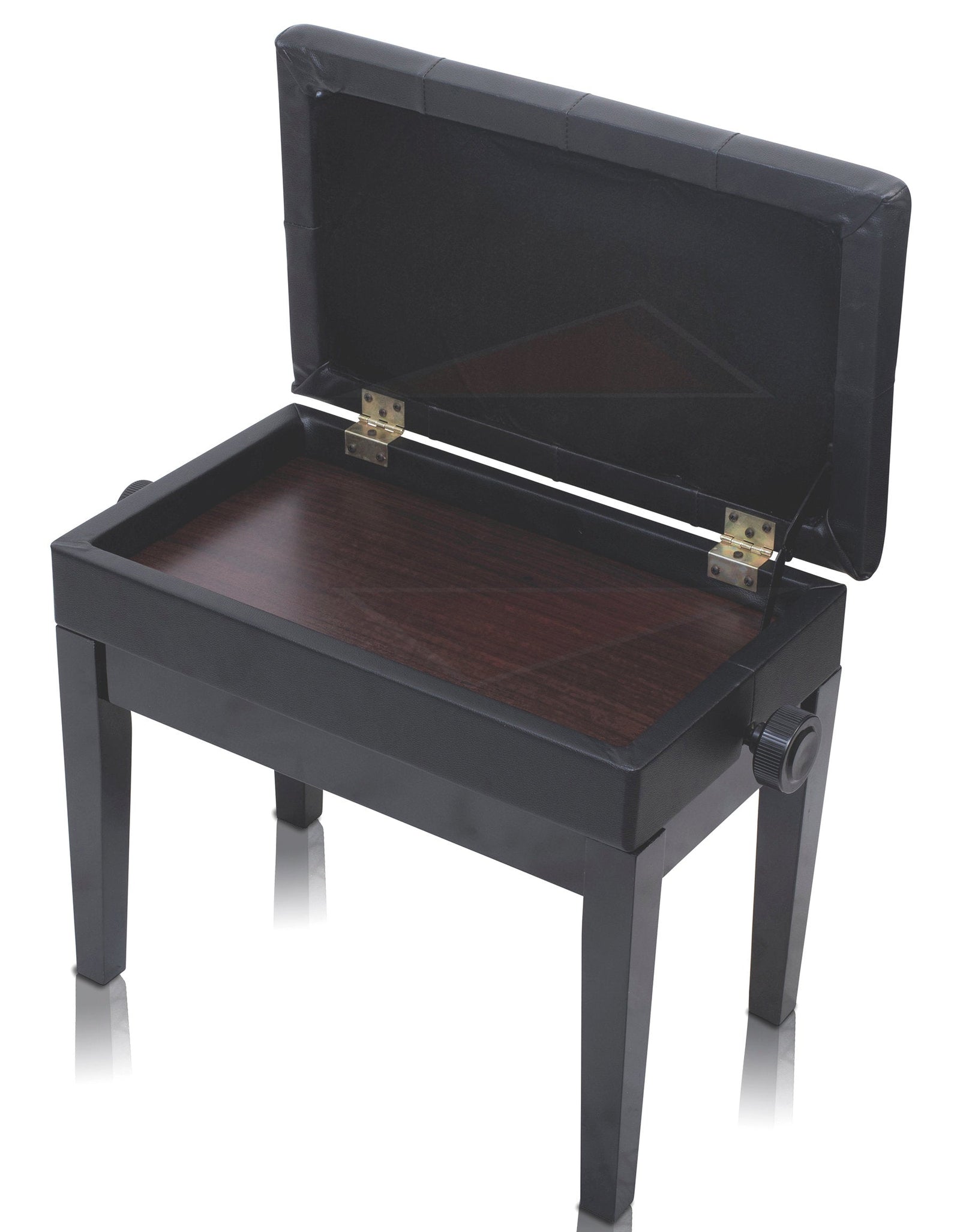 GRIFFIN Premium Antique Piano Bench - Adjustable Black Solid Wood Frame & PU Leather Padded Cushion by GeekStands.com