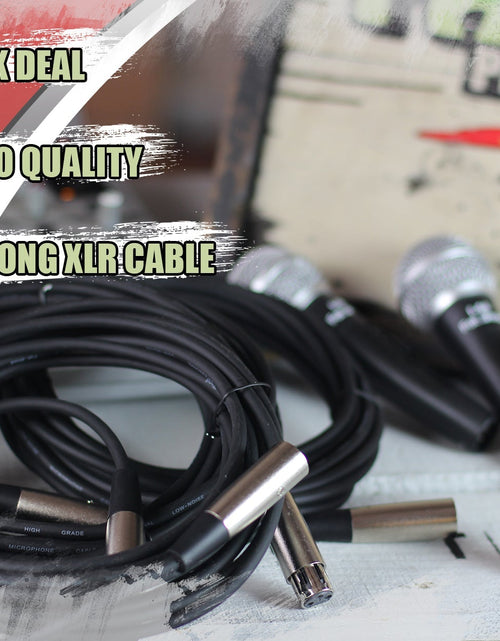 Load image into Gallery viewer, Dynamic Vocal Microphones with XLR Mic Cables &amp; Clips (3 Pack) by FAT TOAD - Cardioid Handheld, Unidirectional for Home Music Live Studio Recording by GeekStands.com
