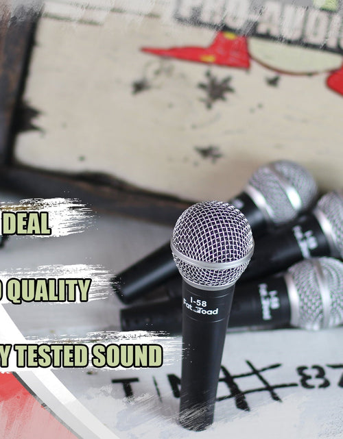 Load image into Gallery viewer, Cardioid Microphones with Clips (4 Pack) by FAT TOAD - Vocal Handheld, Wired Unidirectional Mic - Singing Microphone for Music Stage Performance by GeekStands.com
