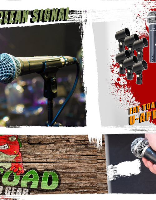 Load image into Gallery viewer, Cardioid Dynamic Microphones &amp; Clips (6 Pack) by FAT TOAD - Professional Vocal Handheld, Unidirectional Mic - Singing Microphone Designed for DJ Stage by GeekStands.com
