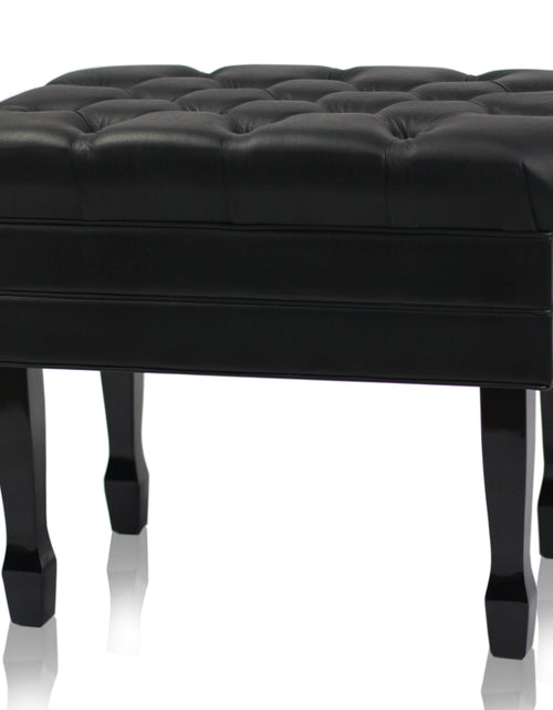 Load image into Gallery viewer, Genuine Leather Adjustable Piano Bench by GRIFFIN - Black Solid Wood Vintage Style &amp; Heavy-Duty Ergonomic Keyboard Stool - Cushion Seat With Storage by GeekStands.com
